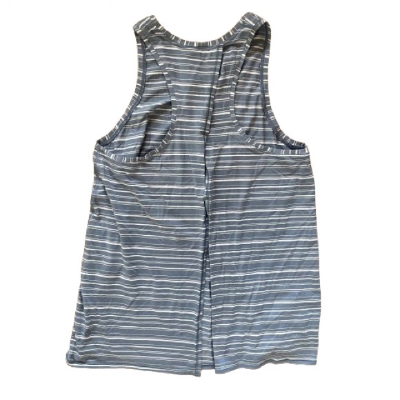 Lululemon All Tied Up Tank Cut Back Stripe Tempest Blue White 8 - Picture 8 of 9